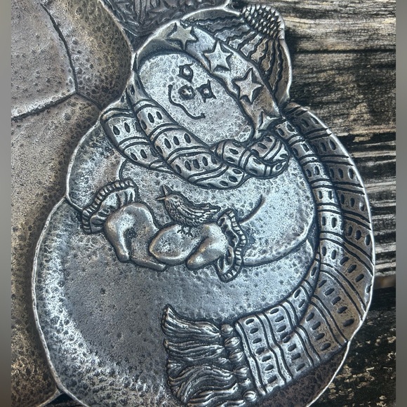 VINTAGE CARSON STATESMETAL SNOWMEN MELT YOUR HEART SECTIONED PEWTER PLATE USA C8 - Picture 5 of 7